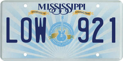 MS license plate LOW921