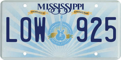 MS license plate LOW925