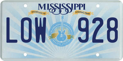 MS license plate LOW928