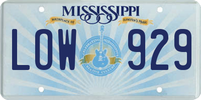 MS license plate LOW929
