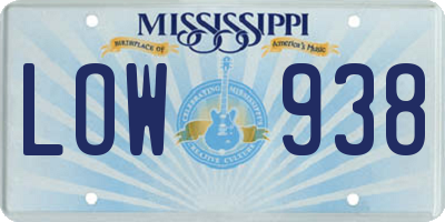 MS license plate LOW938