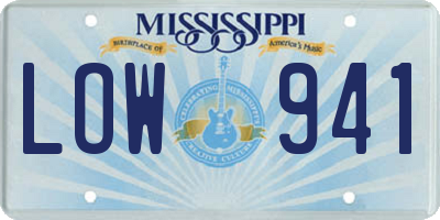 MS license plate LOW941