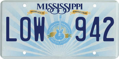 MS license plate LOW942