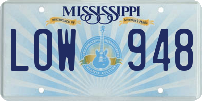MS license plate LOW948