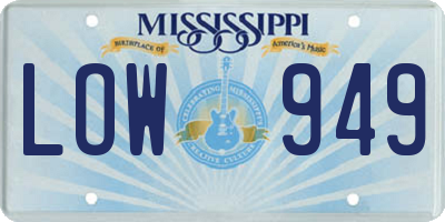 MS license plate LOW949