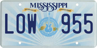 MS license plate LOW955