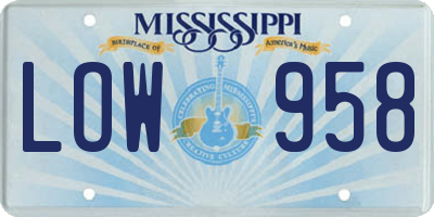MS license plate LOW958