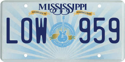 MS license plate LOW959