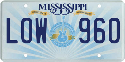 MS license plate LOW960
