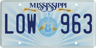 MS license plate LOW963