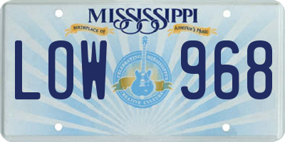 MS license plate LOW968