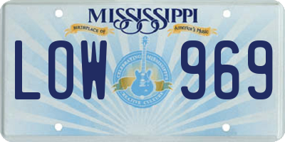 MS license plate LOW969