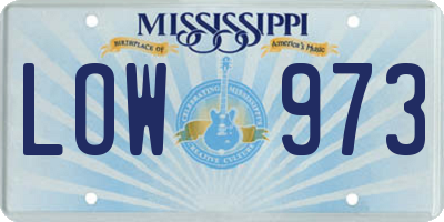 MS license plate LOW973