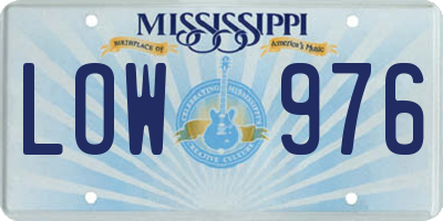 MS license plate LOW976