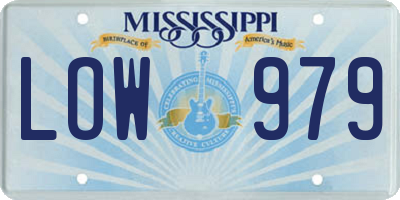 MS license plate LOW979
