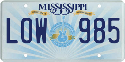 MS license plate LOW985