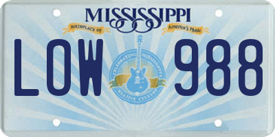 MS license plate LOW988