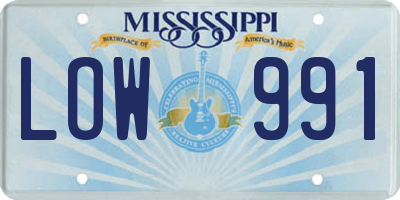 MS license plate LOW991