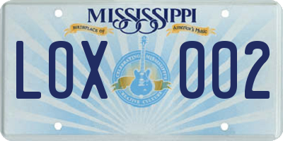 MS license plate LOX002