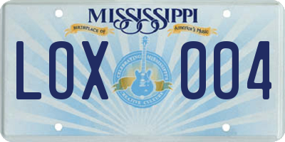 MS license plate LOX004