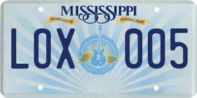 MS license plate LOX005