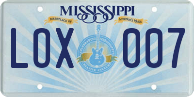 MS license plate LOX007