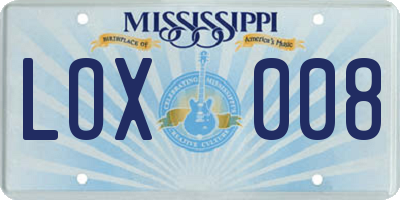 MS license plate LOX008