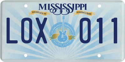 MS license plate LOX011
