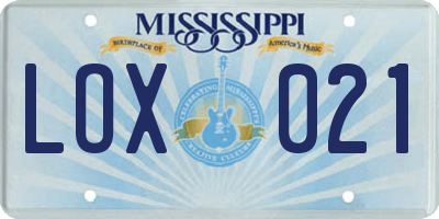MS license plate LOX021