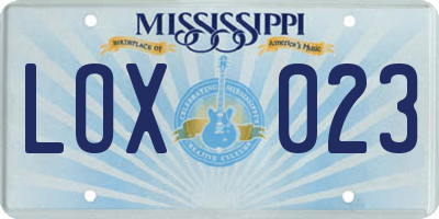 MS license plate LOX023