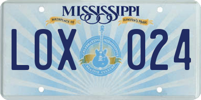 MS license plate LOX024