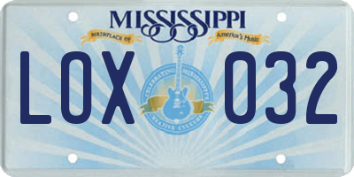 MS license plate LOX032