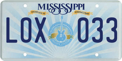 MS license plate LOX033