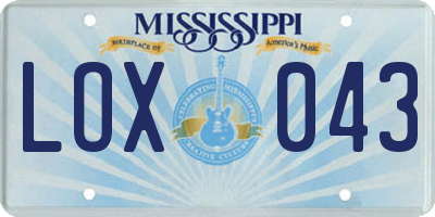 MS license plate LOX043