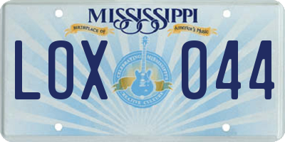 MS license plate LOX044