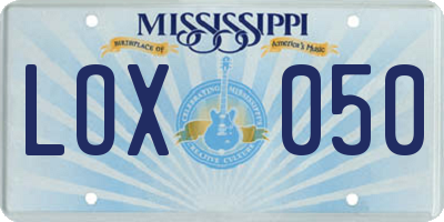 MS license plate LOX050