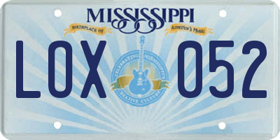 MS license plate LOX052