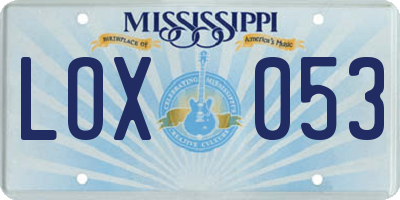 MS license plate LOX053