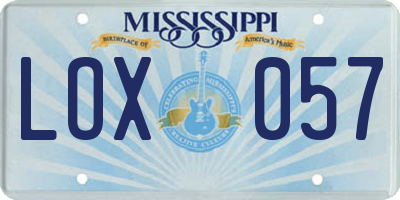 MS license plate LOX057