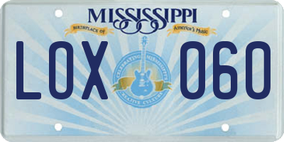MS license plate LOX060
