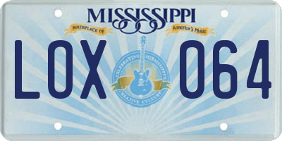 MS license plate LOX064
