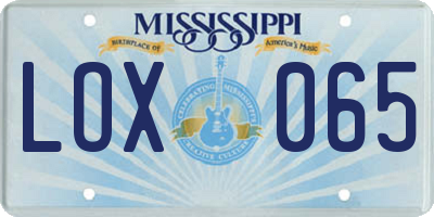 MS license plate LOX065
