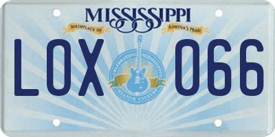 MS license plate LOX066