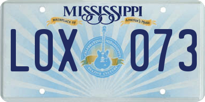 MS license plate LOX073