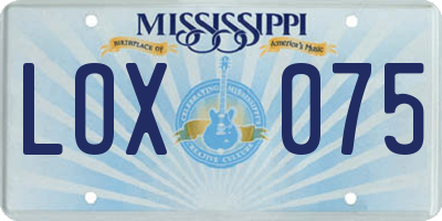 MS license plate LOX075