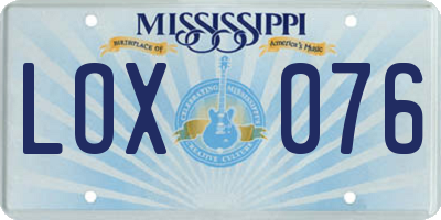 MS license plate LOX076