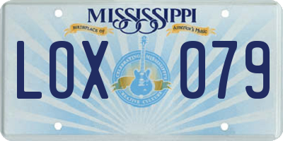 MS license plate LOX079