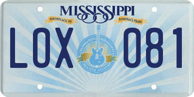 MS license plate LOX081