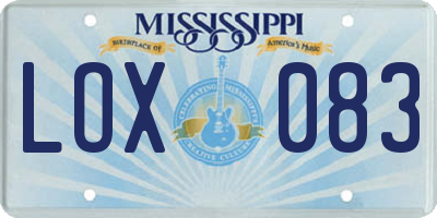 MS license plate LOX083