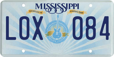 MS license plate LOX084